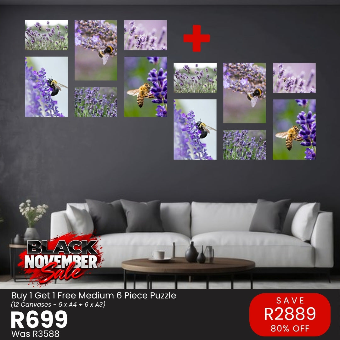 Black November: Buy 1 Get 1 Free Medium 6 Piece Puzzle canvas combo, R699