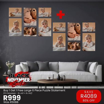 Large 6 Piece Puzzle Statement Canvas Combo Buy 1 Get 1 FREE – Black November R999