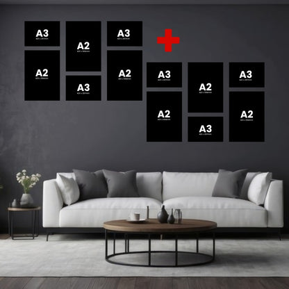 Size layout: Buy 1 Get 1 Free Large 6 Piece Puzzle Statement, 12 canvases (6 x A3 + 6 x A2)