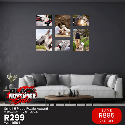 Small 6 Piece Puzzle Accent Canvas Combo – Black November R299