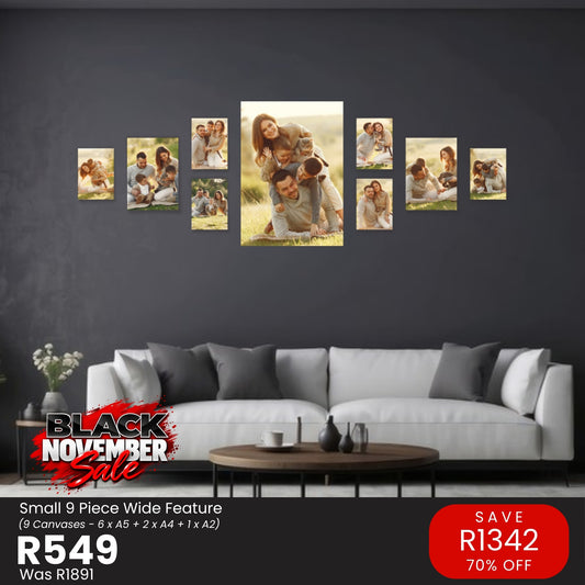 Small 9 Piece Wide Feature Canvas Combo – Black November R549
