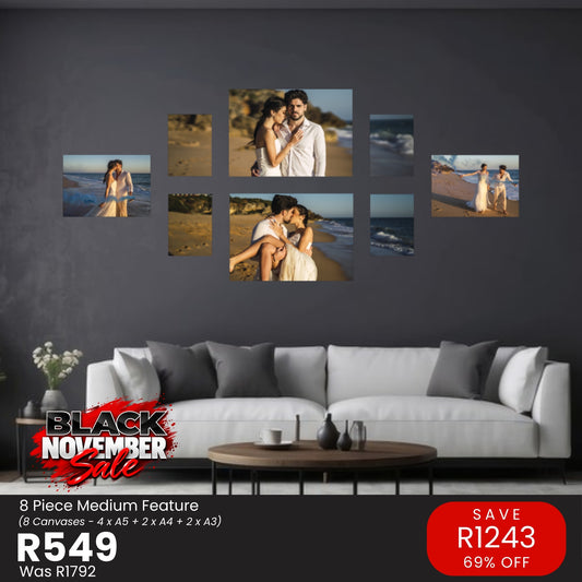 8 Piece Medium Feature Canvas Combo – Black November R549