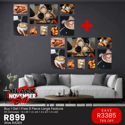 Black November: Buy 1 Get 1 Free 8 Piece Large Feature canvas combo, R899