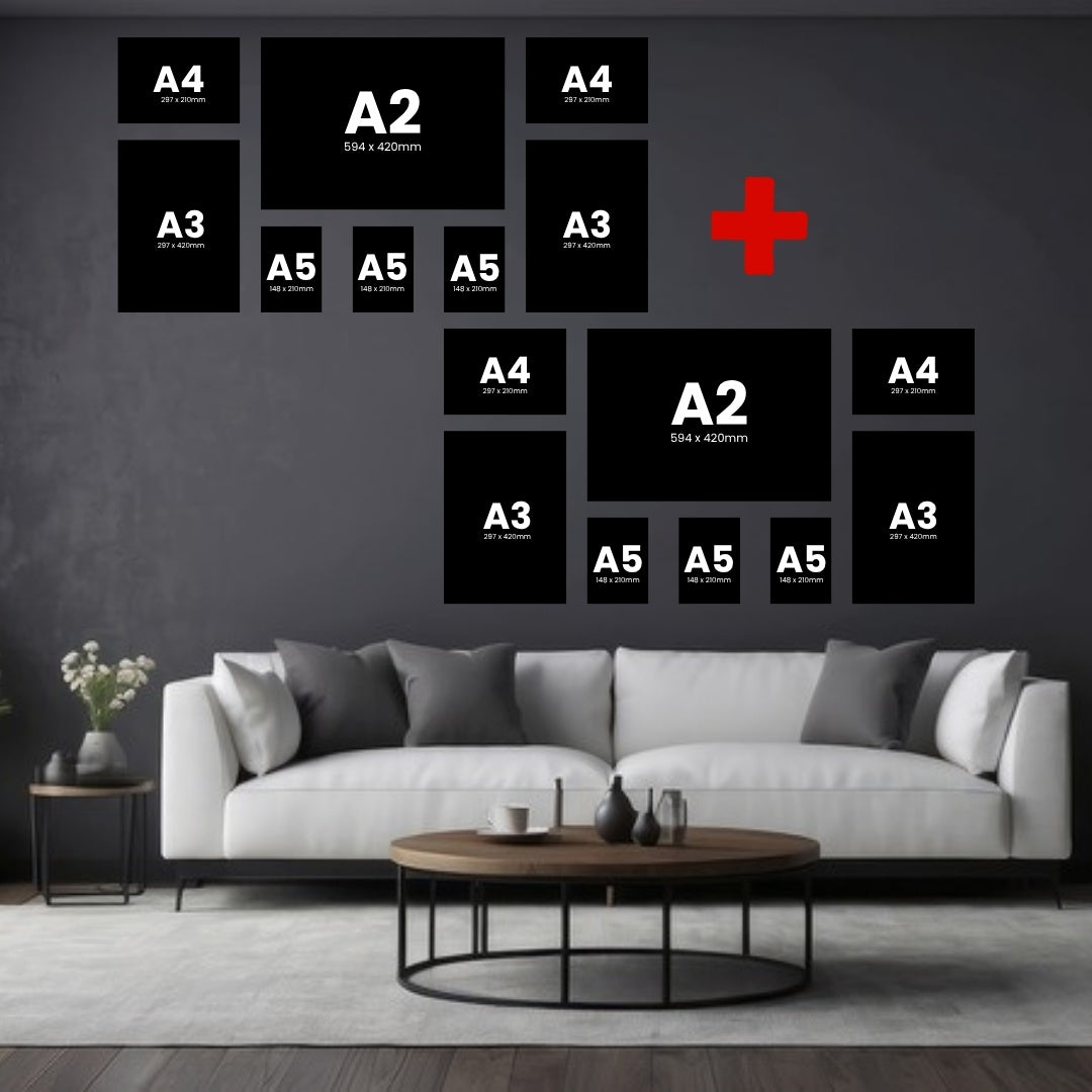 Size layout: Buy 1 Get 1 Free 8 Piece Large Feature, 16 canvases (6 x A5 + 4 x A4 + 4 x A3 + 2 x A2)