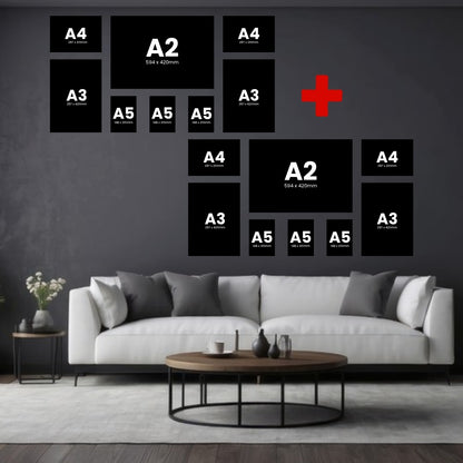 Size layout: Buy 1 Get 1 Free 8 Piece Large Feature, 16 canvases (6 x A5 + 4 x A4 + 4 x A3 + 2 x A2)