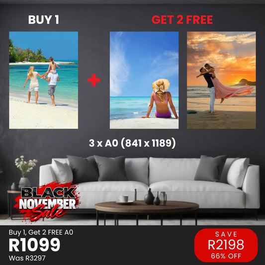 A0 Buy 1 Get 2 FREE Canvas Deal – Black November R1099