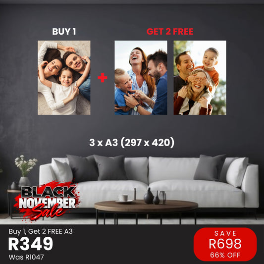 A3 Buy 1 Get 2 FREE Canvas Deal – Black November R349