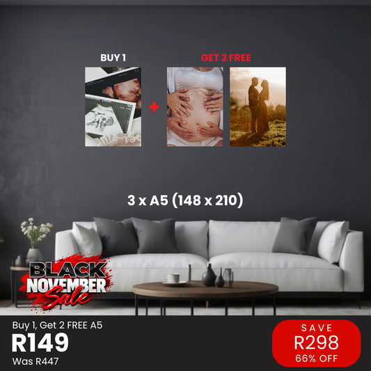 A5 Buy 1 Get 2 FREE Canvas Deal – Black November R149