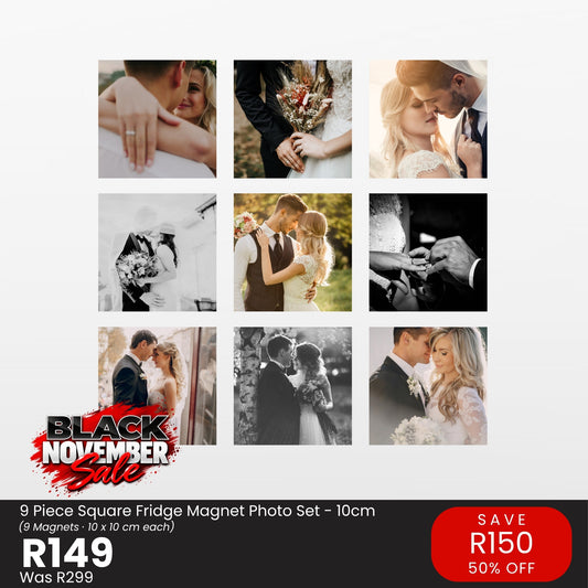 9 Piece Square Fridge Magnet Photo Set 10cm – Black November R149