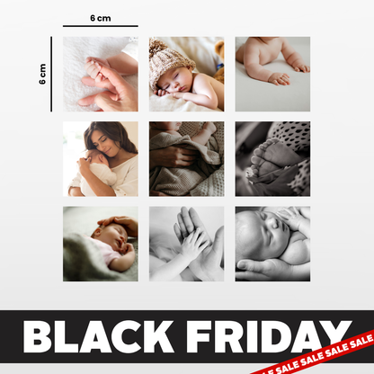 9 Piece Square Fridge Magnet Photo Set - 6cm