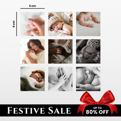 9 Piece Square Fridge Magnet Photo Set - 6cm