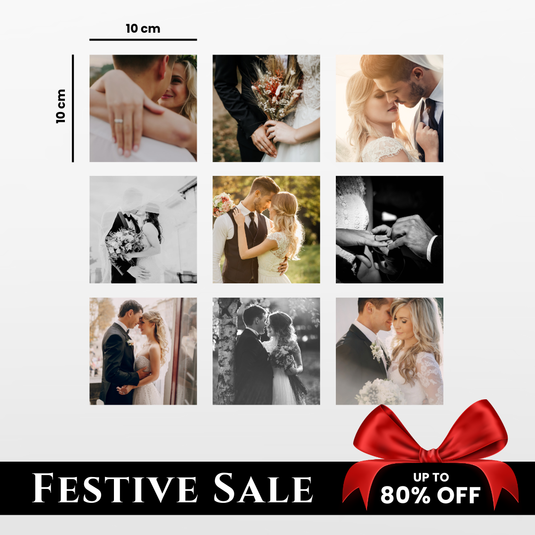 9 Piece Square Fridge Magnet Photo Set - 10cm