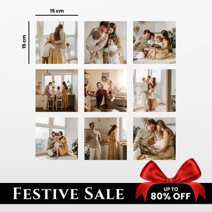 9 Piece Square Fridge Magnet Photo Set - 15cm