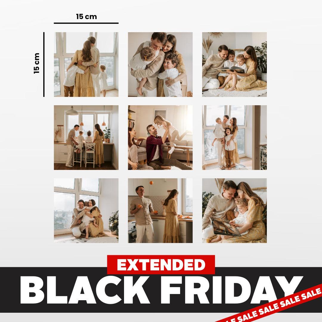 9 Piece Square Fridge Magnet Photo Set - 15cm