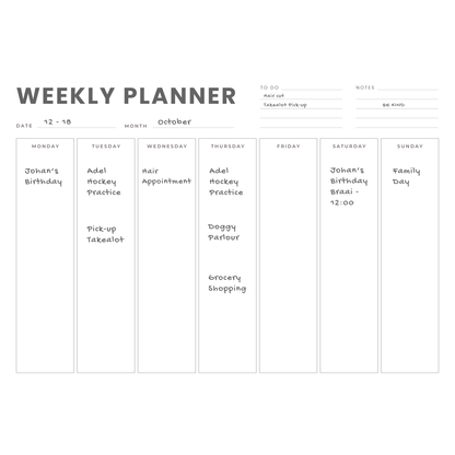 Magnetic Weekly Planner - A3
