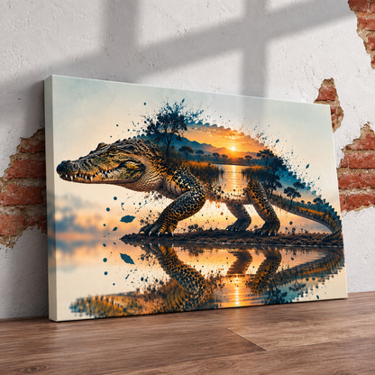 Crocodile Reflection Home Decor Canvas