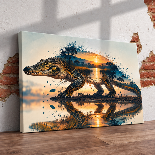Crocodile Reflection Home Decor Canvas