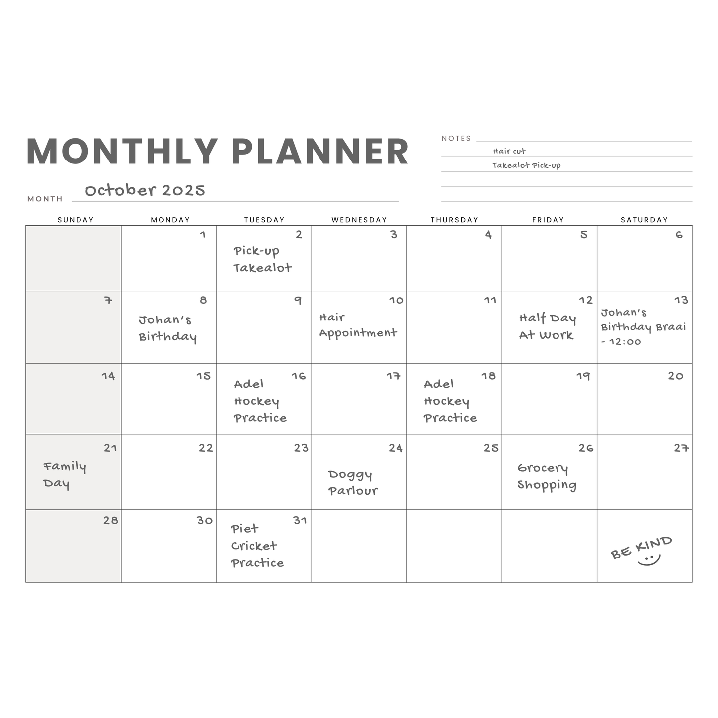 Magnetic Monthly Planner - A3