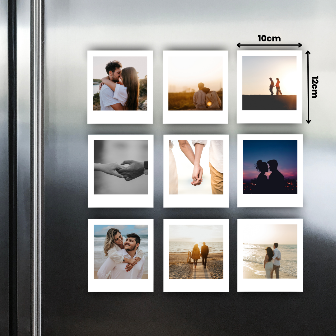 9 Piece Polaroid Style Fridge Magnet Photo Set - 10cm x 12cm