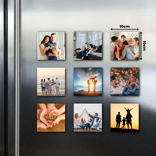 9 Piece Square Fridge Magnet Photo Set - 10cm