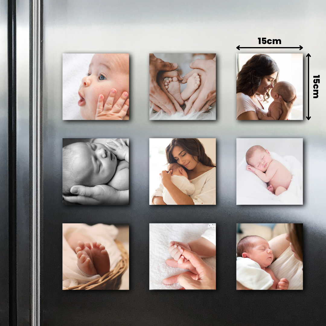 9 Piece Square Fridge Magnet Photo Set - 15cm