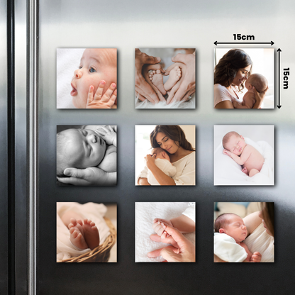 9 Piece Square Fridge Magnet Photo Set - 15cm