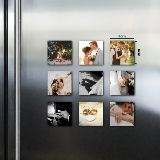 9 Piece Square Fridge Magnet Photo Set - 6cm