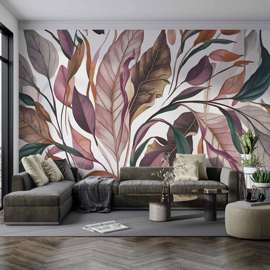 Abstract Colourful Leaf Wallpaper
