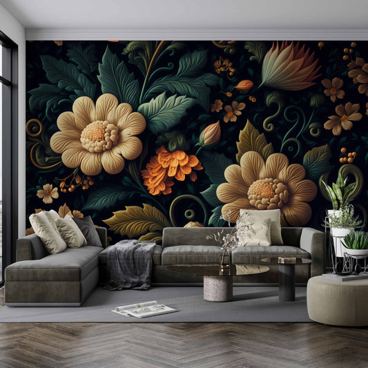 Abstract Floral Pattern Wallpaper