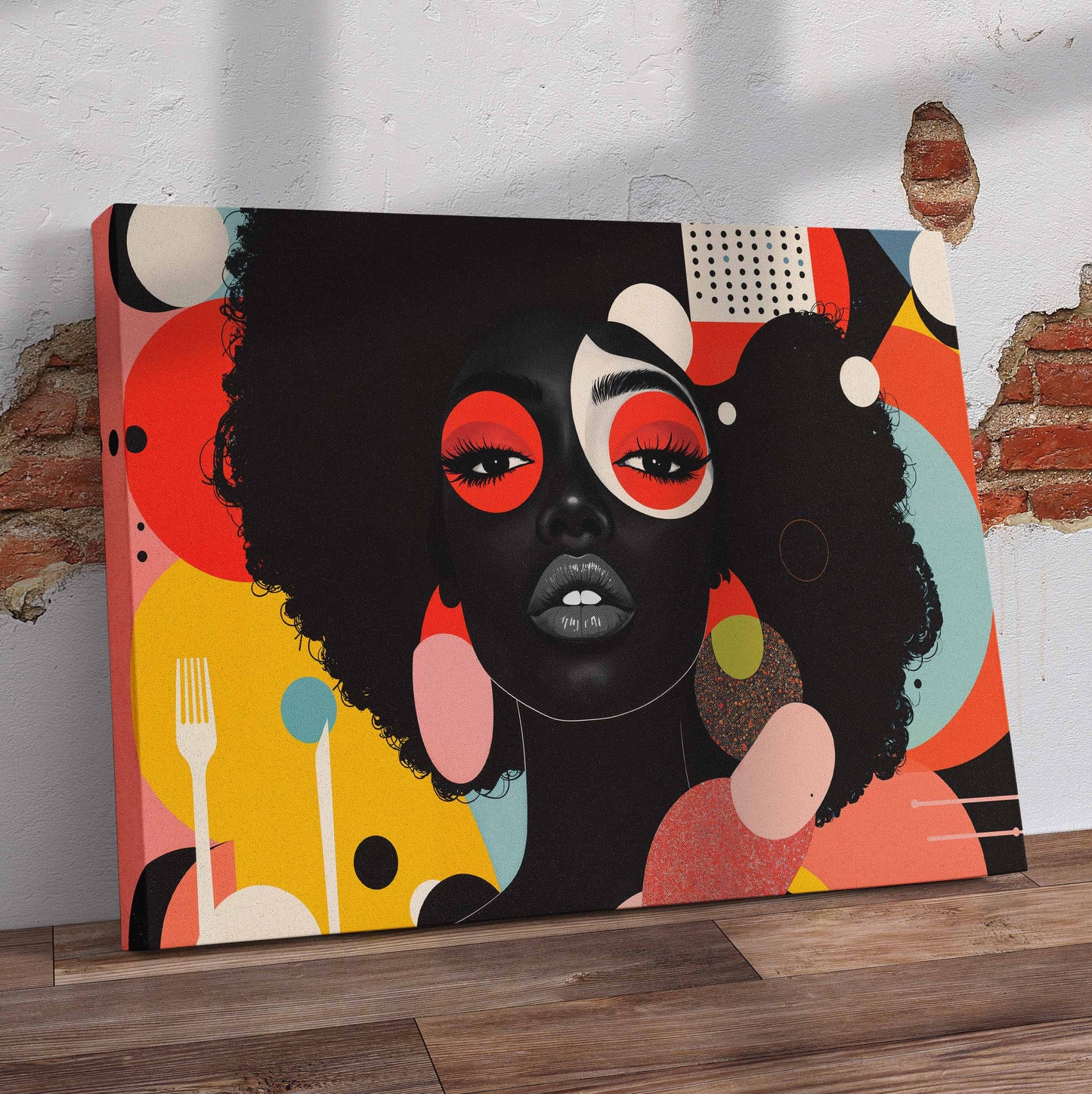 Abstract Lady with Afro Pre-Printed Canvas