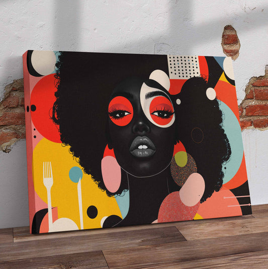 Abstract Lady with Afro Pre-Printed Canvas