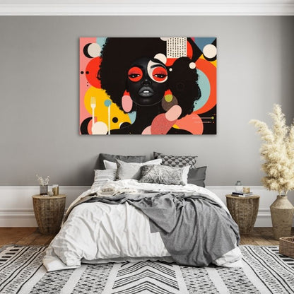 Abstract Lady with Afro Pre-Printed Canvas