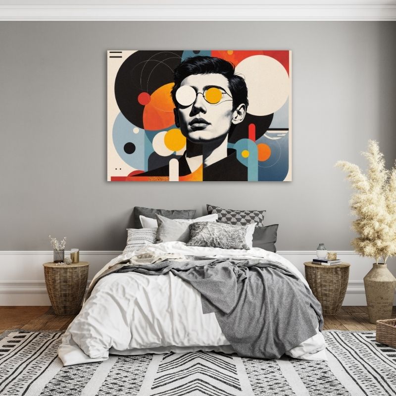 Abstract Man with Glasses Pre-Printed Canvas