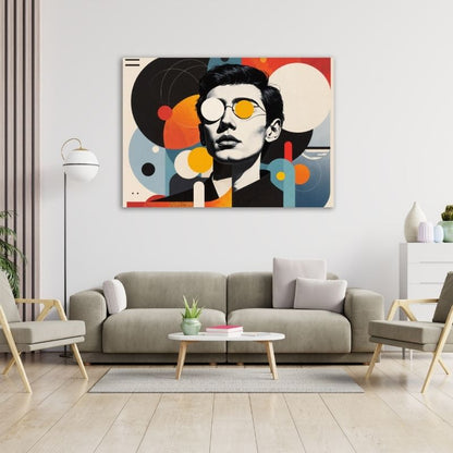 Abstract Man with Glasses Pre-Printed Canvas
