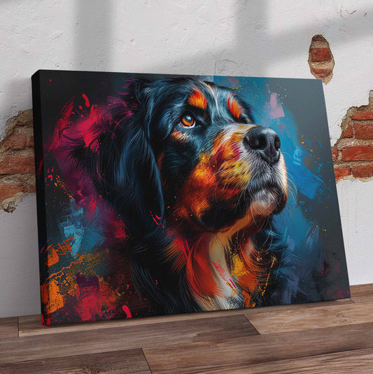 Abstract Multicolour Dog Pre-Printed Canvas