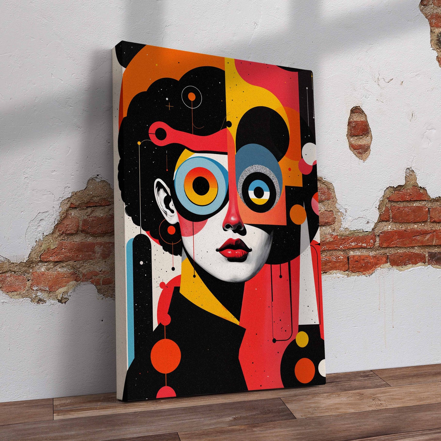 Abstract Women with Afro Pre-Printed Canvas