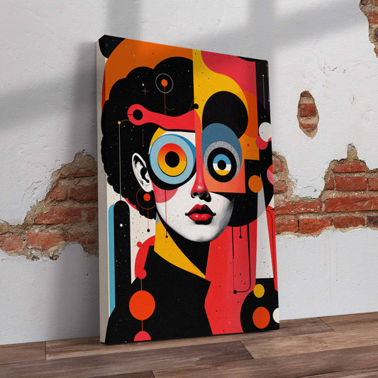 Abstract Women with Afro Pre-Printed Canvas