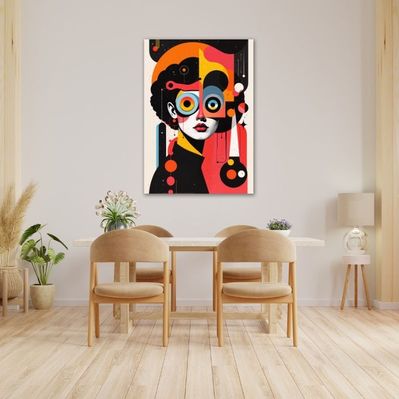 Abstract Women with Afro Pre-Printed Canvas