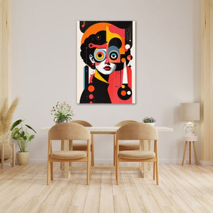 Abstract Women with Afro Pre-Printed Canvas