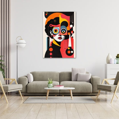 Abstract Women with Afro Pre-Printed Canvas