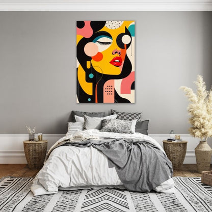 Abstract Woman with Circles Pre-Printed Canvas