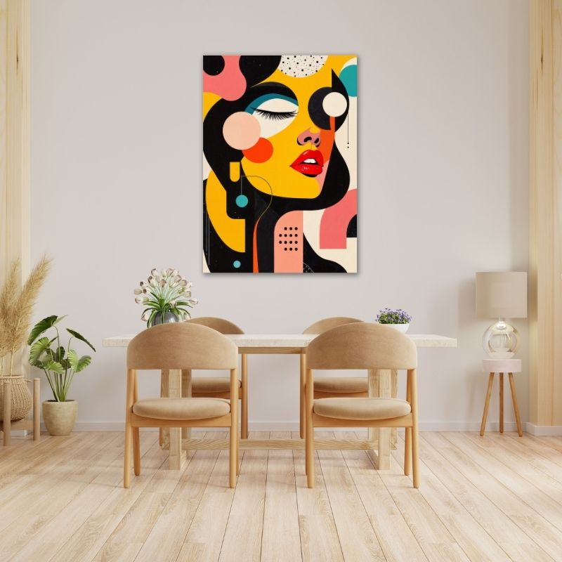 Abstract Woman with Circles Pre-Printed Canvas