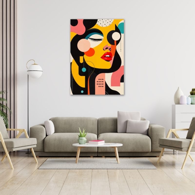 Abstract Woman with Circles Pre-Printed Canvas
