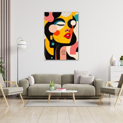 Abstract Woman with Circles Pre-Printed Canvas