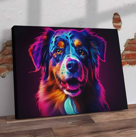 Australian Shepherd Neon Pre-Printed Canvas