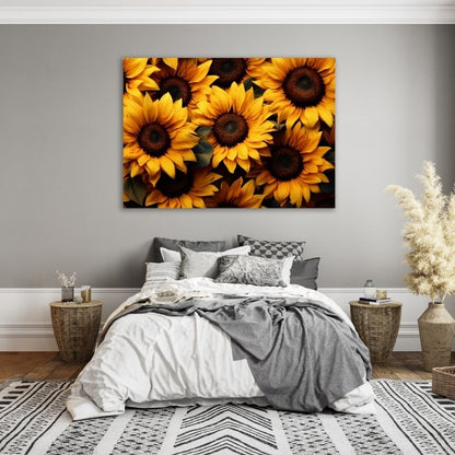 Big Dark Sunflowers Pre-Printed Canvas