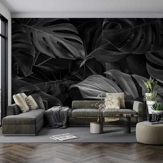 Black Monstera Leaves Wallpaper