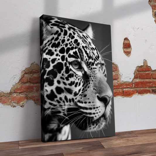Black and White Closeup Leopard Pre-Printed Canvas