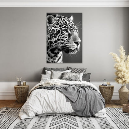 Black and White Closeup Leopard Pre-Printed Canvas