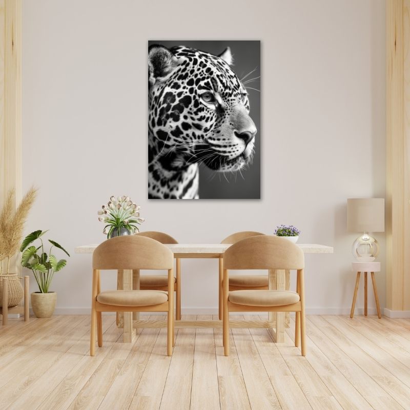 Black and White Closeup Leopard Pre-Printed Canvas